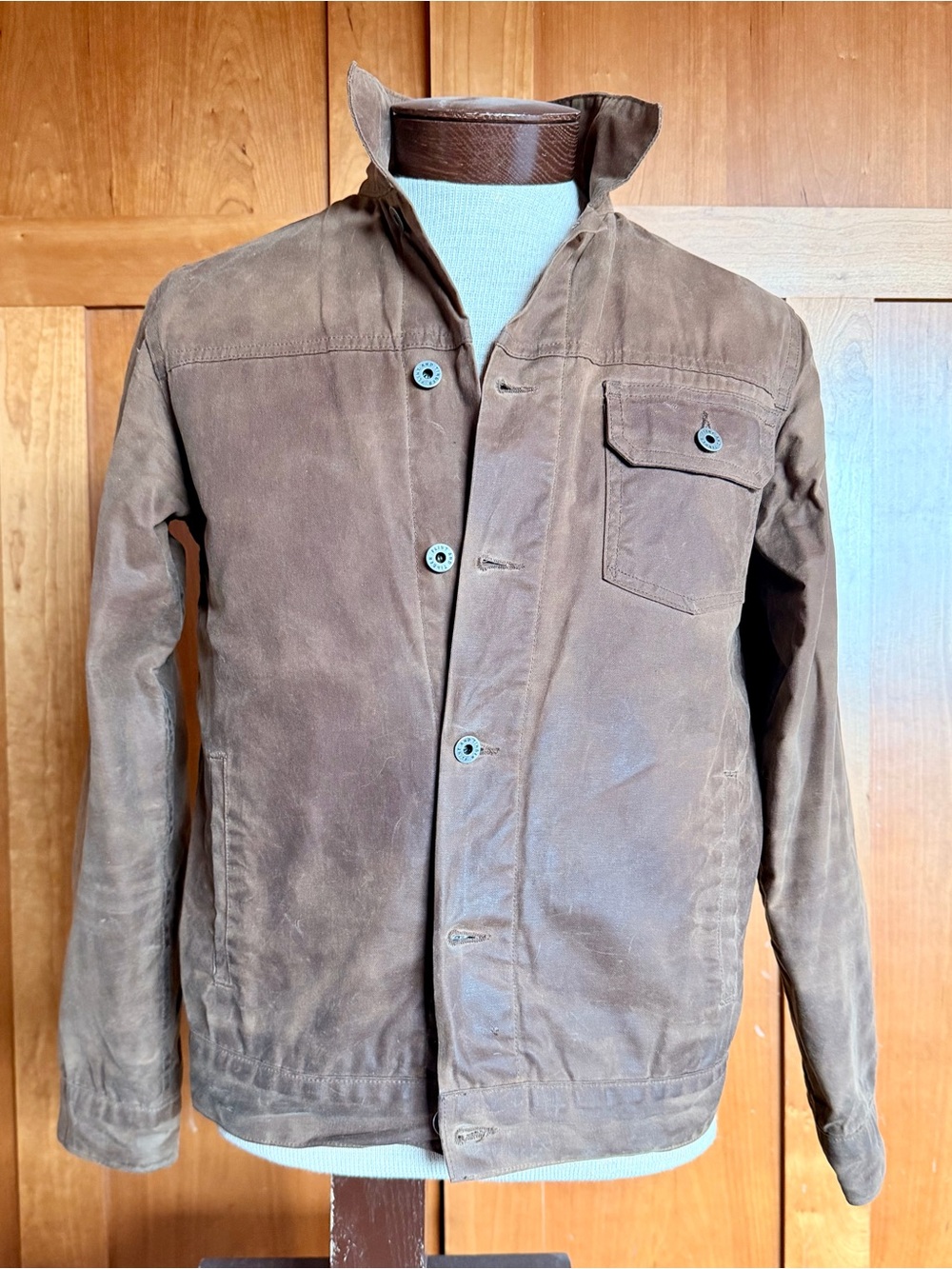 Flint and Tinder Flannel Lined Waxed Trucker Jacket - Newly Waxed